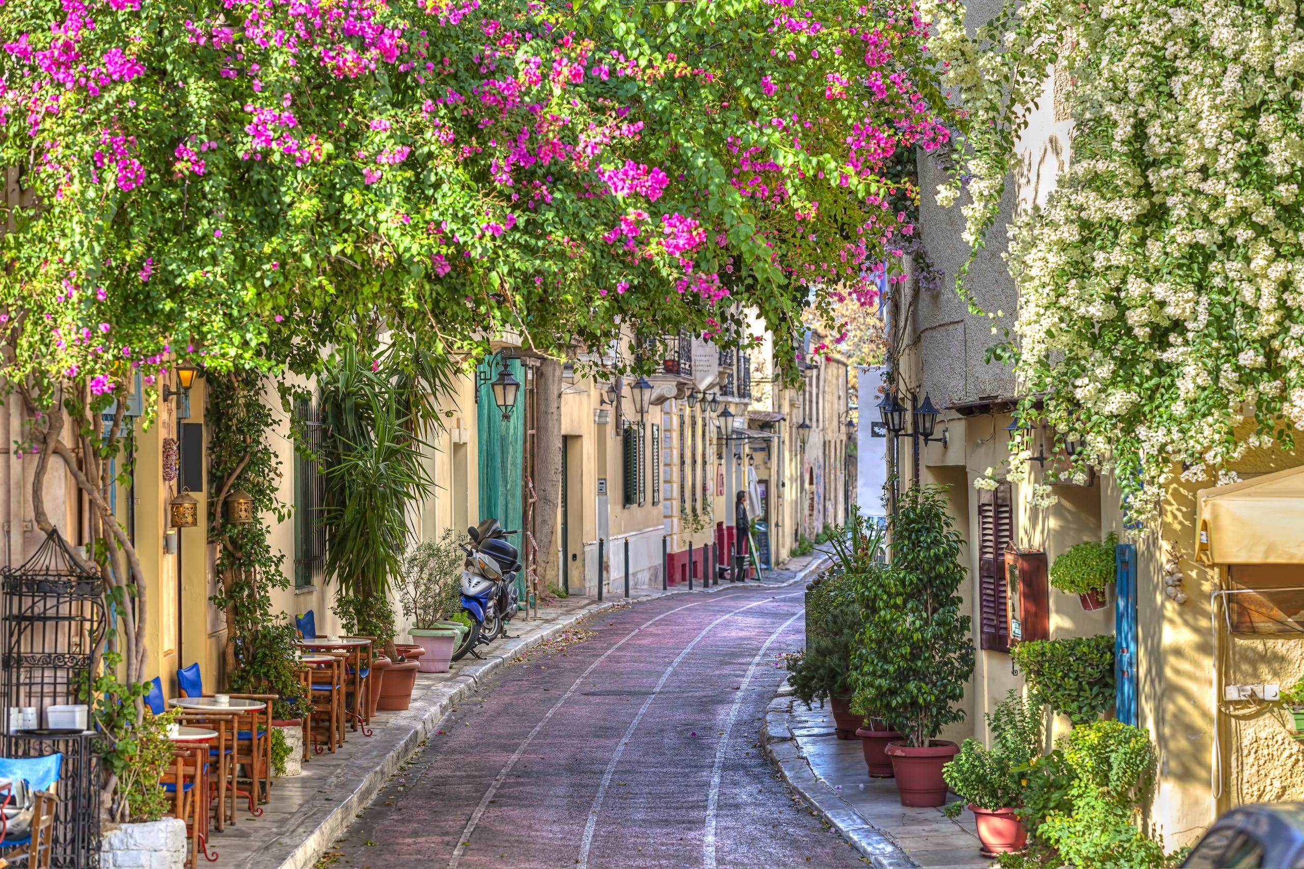 Traditional,Houses,In,Plaka,Area,Under,Acropolis,,athens,greece
